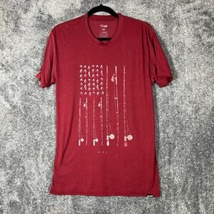 Cariloha Bamboo Shirt Mens Medium Red Lightweight Comfort Casual Fishing Reels